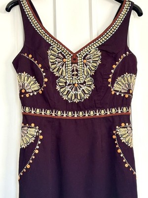 Vintage Black Monsoon Beaded Sequin Dress UK 12 Boho Festival Embellished  Mini | eBay