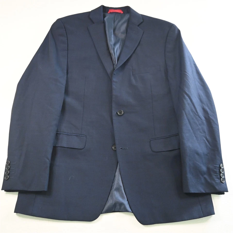 Alfani 40R 36x30 蓝色羊毛修身男式夹克裤子套装 — 第 2/4 张图片