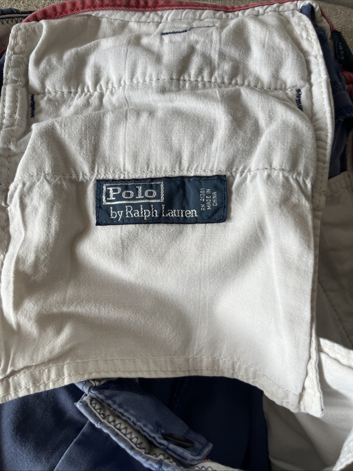 VTG Men’s Polo Ralph Lauren Chambray Blue Casual Shorts Size 36, Zip, Drawstring