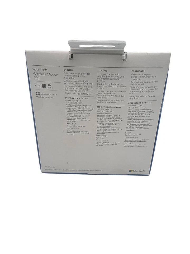 Microsoft Wireless 900 Mouse Black Full-Size USB Ambidextrous PW4-00001 SEALED - Image 2 of 3