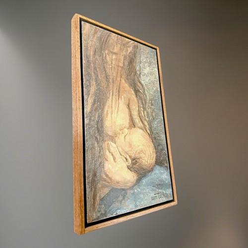 Ori. Expressionist Painting on Canvas " Mother & Child" Signed W . Tacke, Framed - Picture 2 of 7