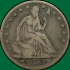 New Listing1853 Arrows & Rays Seated Liberty Half Dollar Choice Very Good VG+ Coin #40217