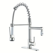 YAGATAP Kitchen Sink Faucets with Pull Down Sprayer Brushed Nickel Deck Plate