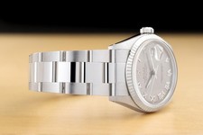 ROLEX MENS DATEJUST 16014 GRAY ROMAN DIAL 18K WHITE GOLD STAINLESS STEEL WATCH 7