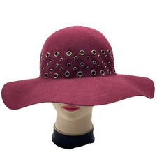 Scala Collezione 100 Wool Handcrafted Wide Brim Studded Bohemian Floppy Hat