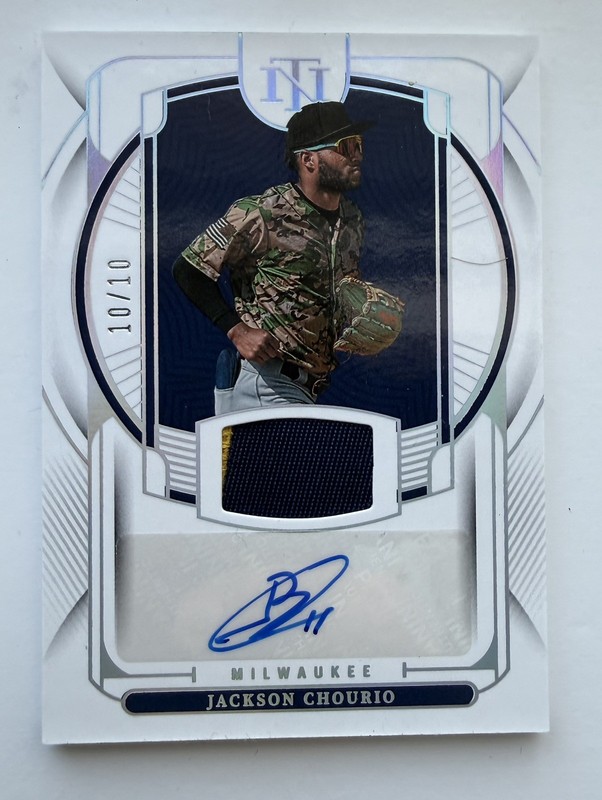2023 Panini National Treasures Jackson Chourio NT Patch Silver Auto #/10 Brewers