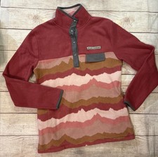 Simply Southern Fleece Pullover Womens Small Pink Mountain Cabin Quarter Snap