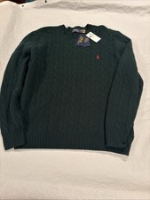 Polo Ralph Lauren Green Cable Knit Wool Cashmere Pullover Sweater Men s XL NWT
