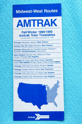Amtrak, Midwest-West Routes, Fall/Winter 1989/1990