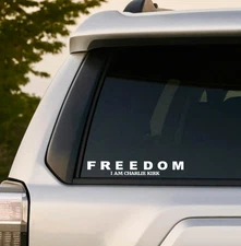 Charlie Kirk Freedom Decal Sticker Vinyl Bumper Car Bottle Laptop Patriotic