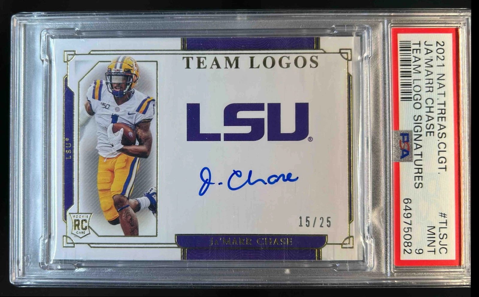 JaMarr Chase Panini National Treasures Collegiate Team Logo Signatures #TLSJC Base