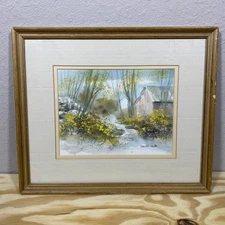 Barbara Krupp Signed Watercolor Landscape 15.5x13 Framed Painting Ohio Artist