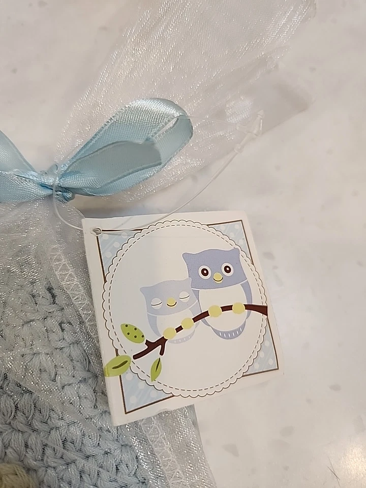 Lillian Rose Blue Knit Owl Baby Hat NEW  - Image 4 of 4