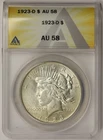 1923-D Peace Dollar Silver $1 AU 58 ANACS