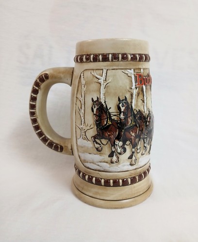 Vintage Budweiser 1981 "Snowy Woodland" Holiday Beer Stein Ceramarte CS50 Brazil - Picture 4 of 7