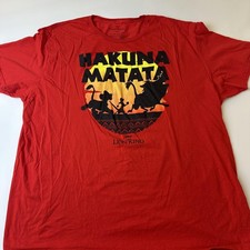 Disney Lion King Shirt Mens 3XL Red Hakuna Matata Timon Pumbaa Simba Graphic Tee