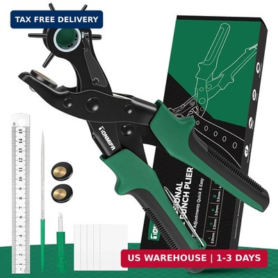 Professional Leather Hole Punch Plier - Tonmifr Heavy Duty 6 Sizes Belt & Watch