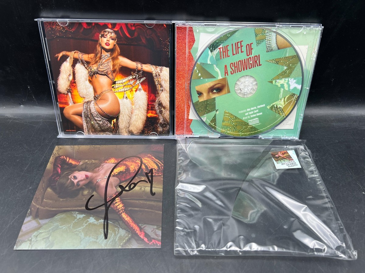 RARE LONG AUTO Taylor Swift Signed The Life of a Showgirl CD Album