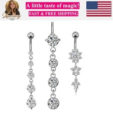 3-6PCS 14G 316L Stainless Steel Belly Button Rings for Women Navel Rings Barb...