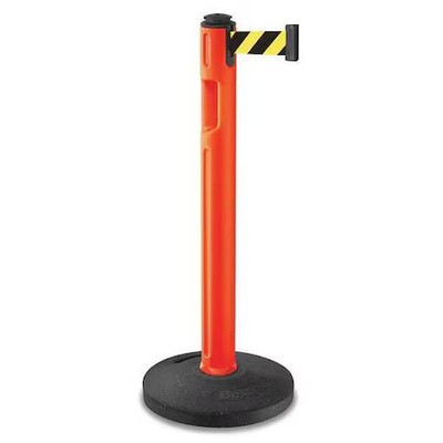 Lavi Industries 80-5000R/Or/Sf Barrier Post With Belt, Orange, 12 Ft Length, 38