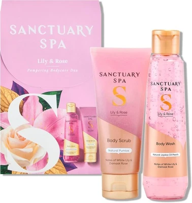 SANCTUARY Spa Lily & Rose Bodycare Duo – Luxury Body Wash & Scrub Gift Set...