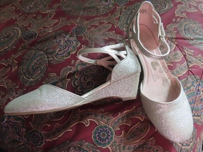 Olive & Edie Girls Golden D'Orsay Heel Gold Glitter Sparkly Princess Shoes 5