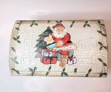 Santa Mini Wood Domed Trunk/Storage Box   Hand Paint Folk Art Look Decor READ
