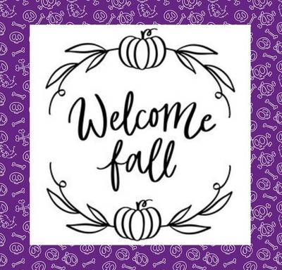 WILLKOMMEN HERBST, SILHOUETTE VINYL AUFKLEBER, MAGIE, HALLOWEEN, HERBST, KÜRBIS 8''
