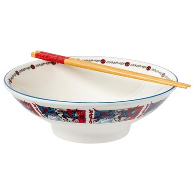 Spiderman Manga Ramen Bowl 30 Ounce With Chopsticks Official Marvel Dishware
