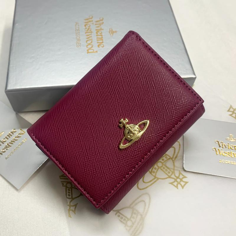 Vivienne Westwood 赤 三つ折り財布 h5 Vivienne Westwood Wine Red Gamaguchi Threefold Wallet 11×9×3cm