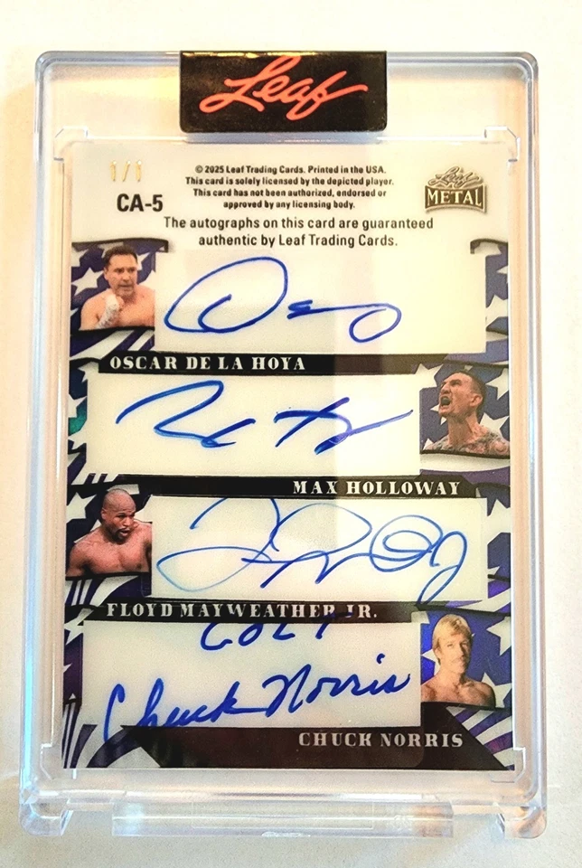 2025 Leaf Independence Day MIKE TYSON CONOR MCGREGOR CHUCK NORRIS 8-Way Auto 1/1 - Image 2 of 2