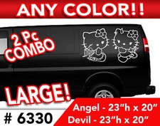 2pcs Hello Kitty Devil Angel Decal Sticker 23h X20w