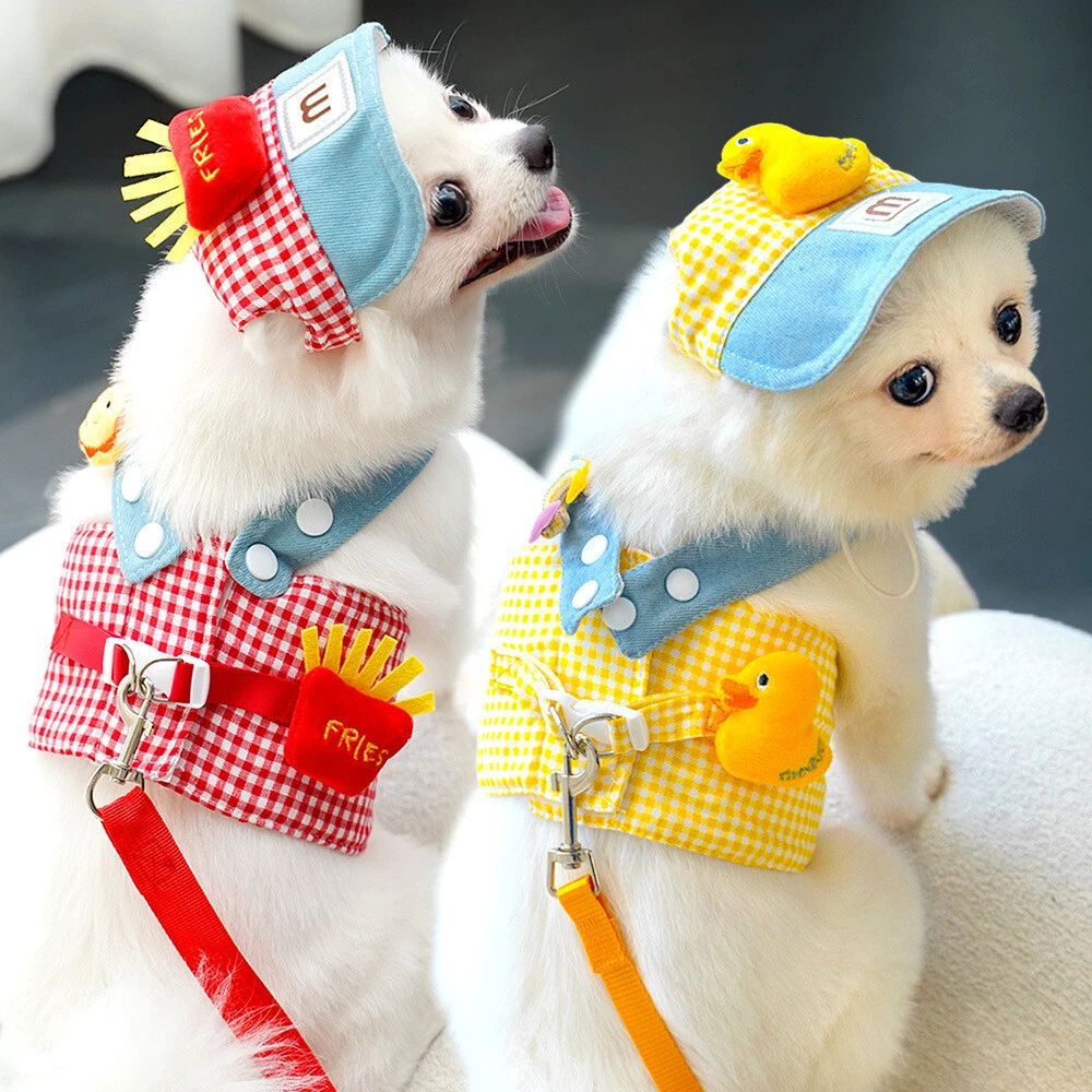 Dog Harness With Hat Cat Vest Leash Set Female Pet Clothes Puppy Collar Lead