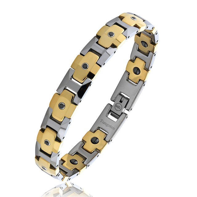NEW MEN'S DIAMOND TUNGSTEN & GOLD TUNGSTEN BRACELET OUR EXCLUSIVE