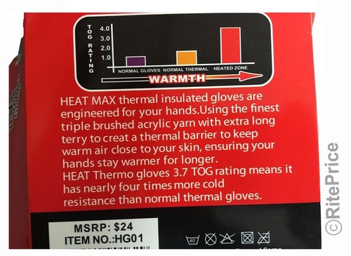 Men's Heated Thermal Gloves 3.7 TOG Rating Triple Brushed Acrylic Liner Large - Picture 6 of 13