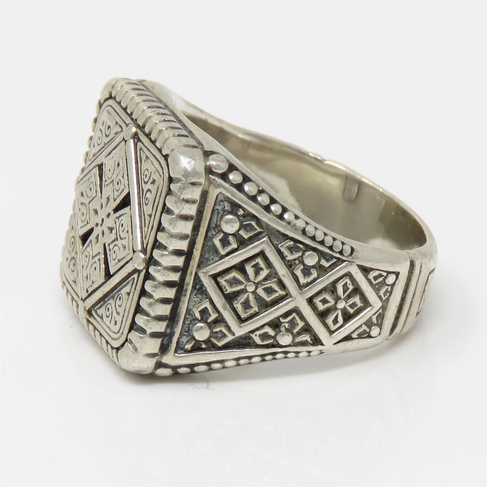 Anillo con sello de cruz de plata de ley 925 NYJEWEL Konstantino Foto 3 de 4