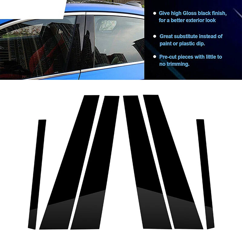 6Pcs Pillar Posts Window Trim Cover Black For BMW F01 F02 740i 750i 2009-2015 - Image 3 of 4