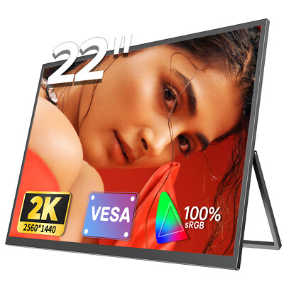 UPERFECT Tragbarer Monitor 22'' 2K Gaming Monitor 2560x1440 IPS Panel FreeSync