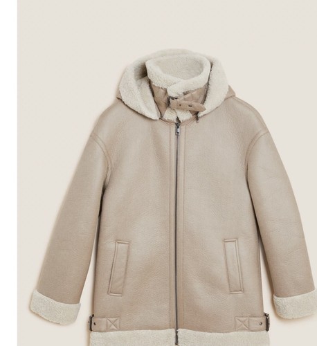 Faux Shearling Hooded Aviator Jacket 