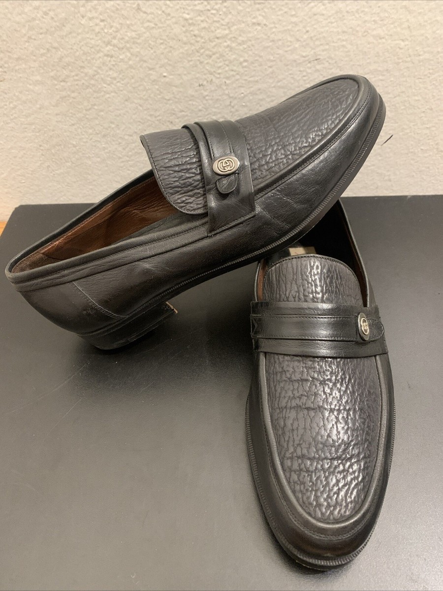 VTG Gucci Logo 110 1195 Two Ton Black Men Sz 7 M /41 M  display picture 1