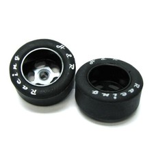 NEW H R Racing HR1305 27 x 12mm Rubber Tire with Wheel 1/8 Axle 2 1:24 Slot