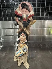 Young's Inc. Native American Indian Statue Figurine Totem  Chief  7” Dream Catch