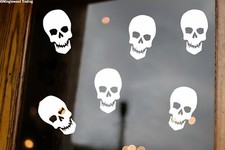 Sheet Set of 6 Skulls Vinyl Stickers Skeleton Halloween Spooky V1 Die Cut Decals
