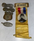 RARE Co C 2nd Iowa Volunteer Cavalry Civil War Ladder Badge & Reunion Ribbon