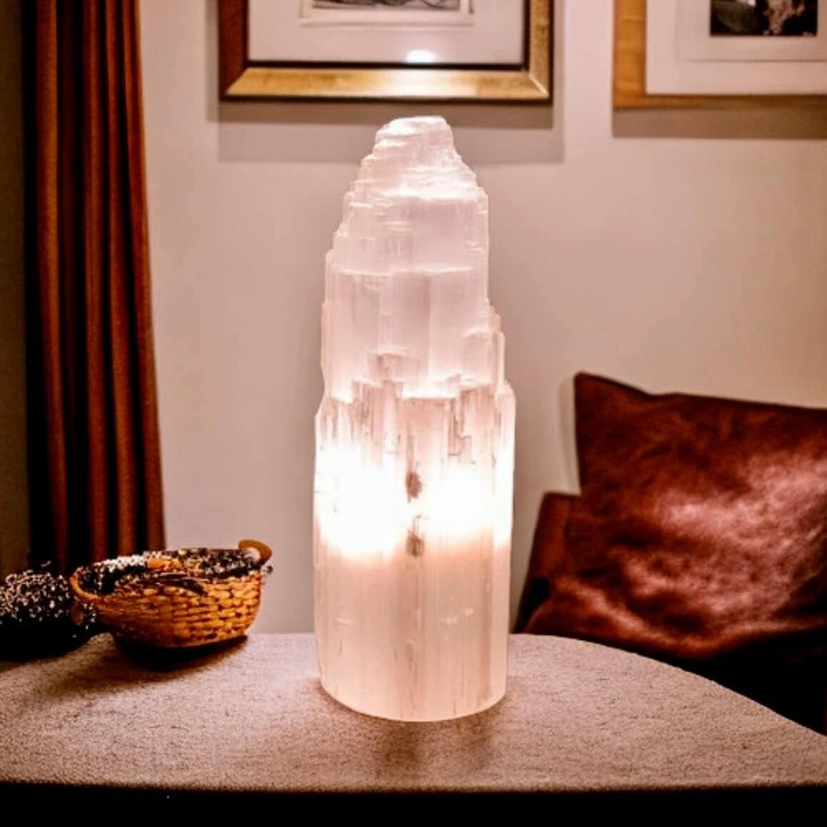 Selenite Crystal Lamp Mountain Tower A Grade Crystal Lamp Healing Soothing Light