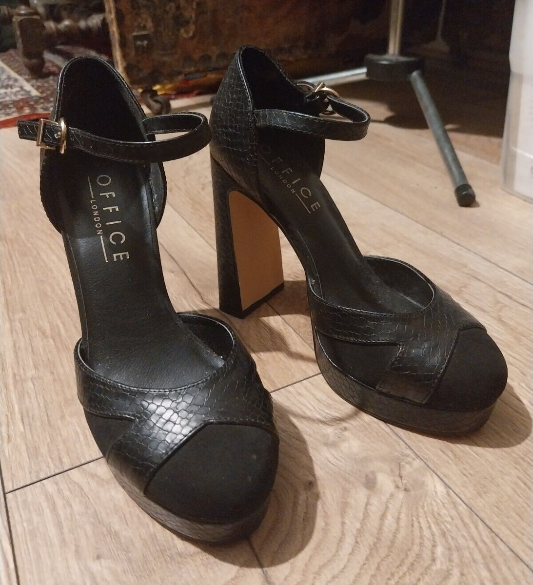 Disco Glam Rock Platform Boots Black 70s Style Platform Shoes EU