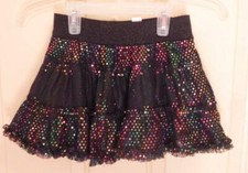 GW - Girl's Sequined Tiered Skirt from Justice - Black/Multi - Sz 7