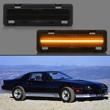  For 1982-1992 Pontiac Firebird Camaro Front Bumper LED Side Marker Lights Smoke