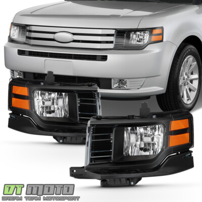 Black 2009 2010 2011 2012 Ford Flex Headlights Headlamps Replacement Left+Right