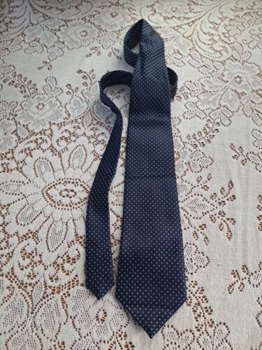 Vintage Italian Navy Polka Dot Polyester Tie La V… - image 1